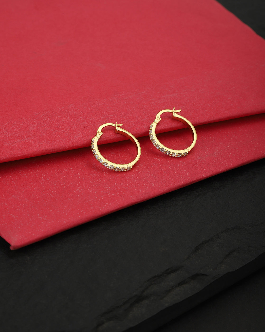 Carlton London Gold Plated Cz Circular Hoop Earring For Women
