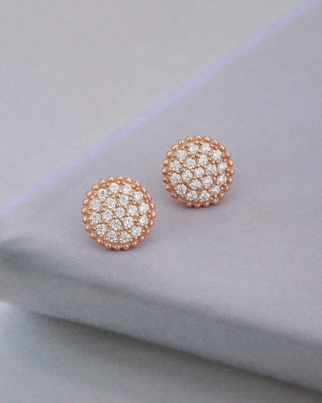 Carlton London Rose Gold Plated Cz Circular Stud Earring For Women