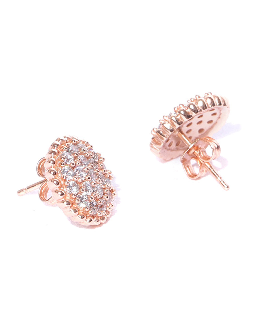 Carlton London Rose Gold Plated Cz Circular Stud Earring For Women