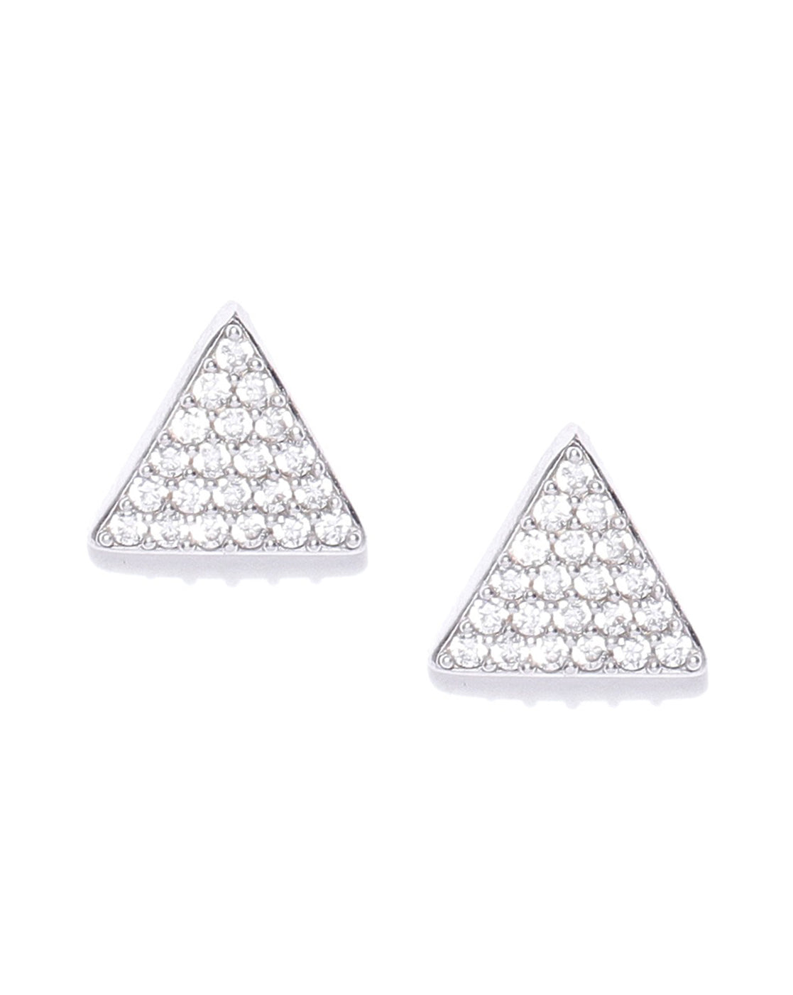 Carlton London Rhodium Plated Cz Triangular Hoop Earring For Women