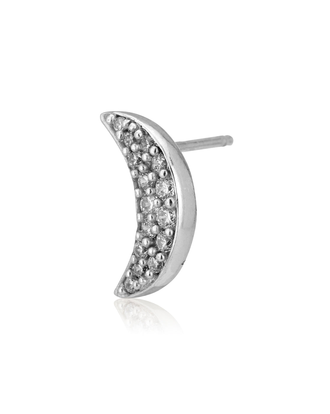 Carlton London Rhodium Plated Cz Crescent Stud Earring For Women