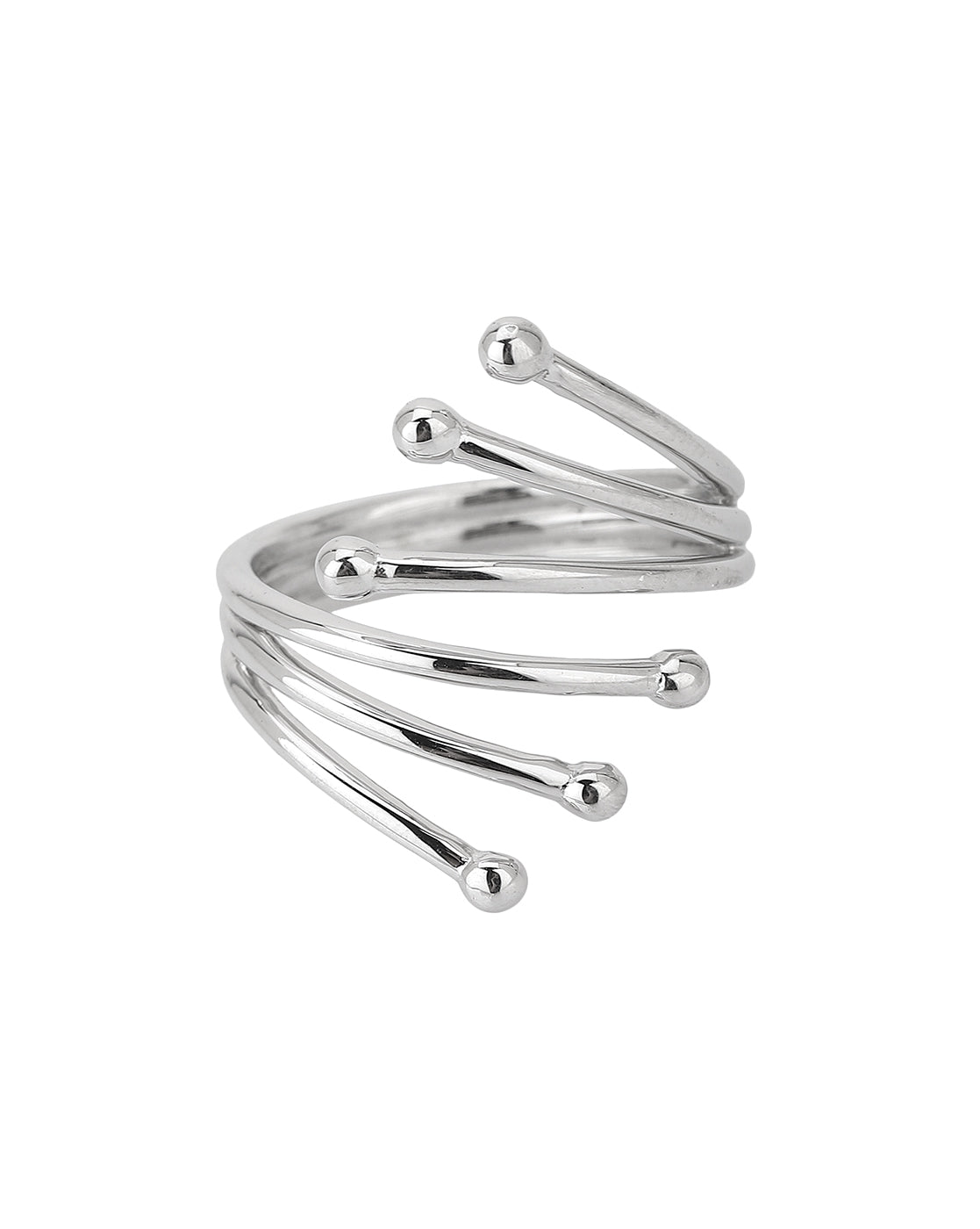 Carlton London Rhodium Plated Silver Toned Adjustable Contemporary Finger Ring For Women
