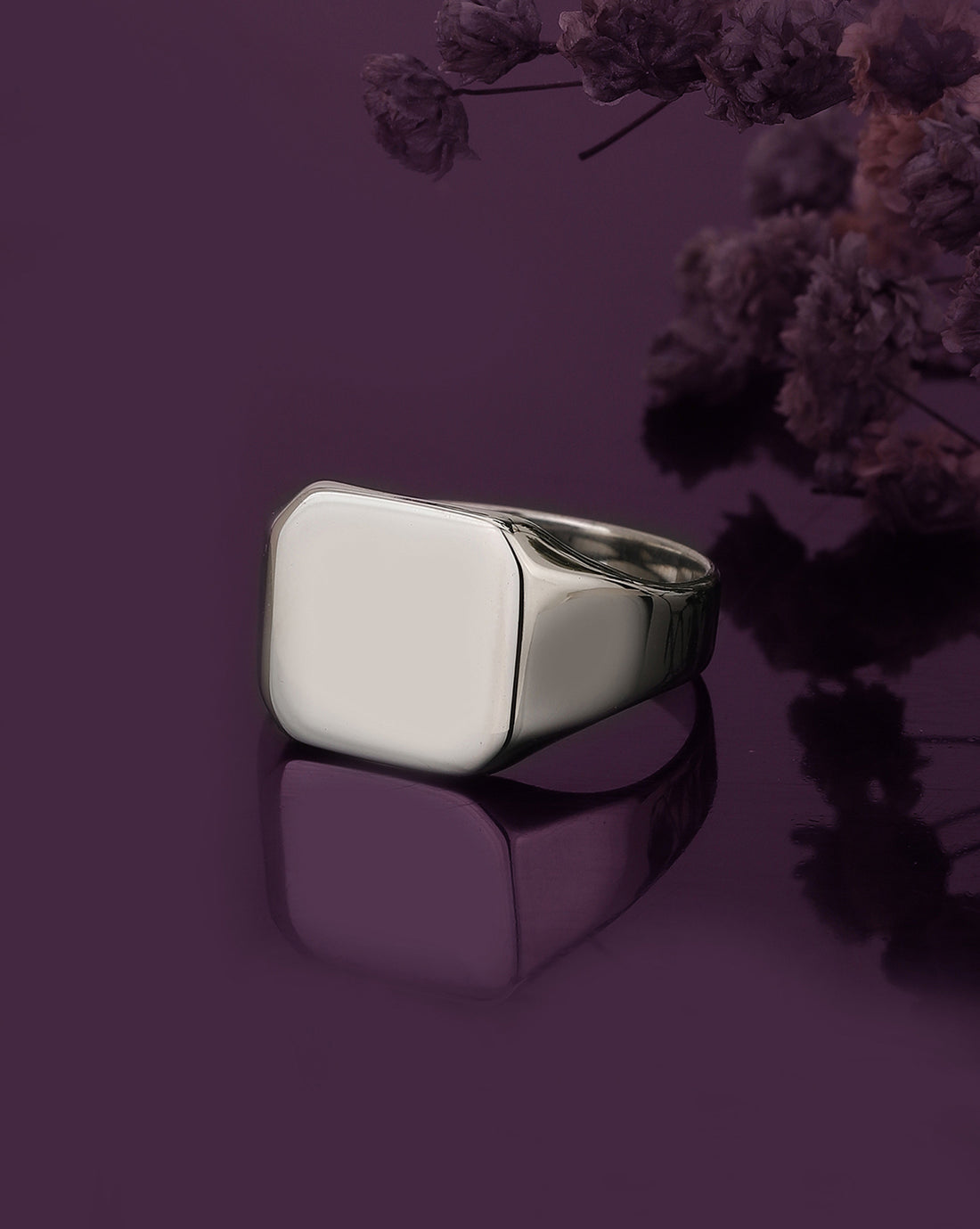 Carlton London Rhodium Plated Mens Ring