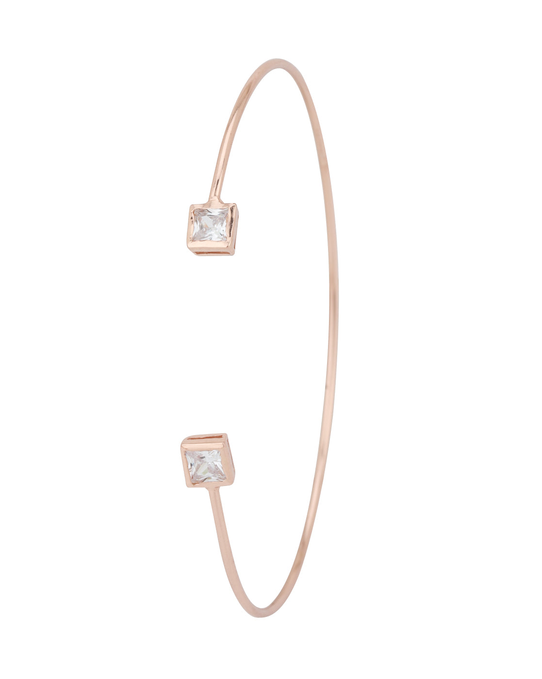 Carlton London Rose Gold Plated Cz Studded Cuff Bracelet