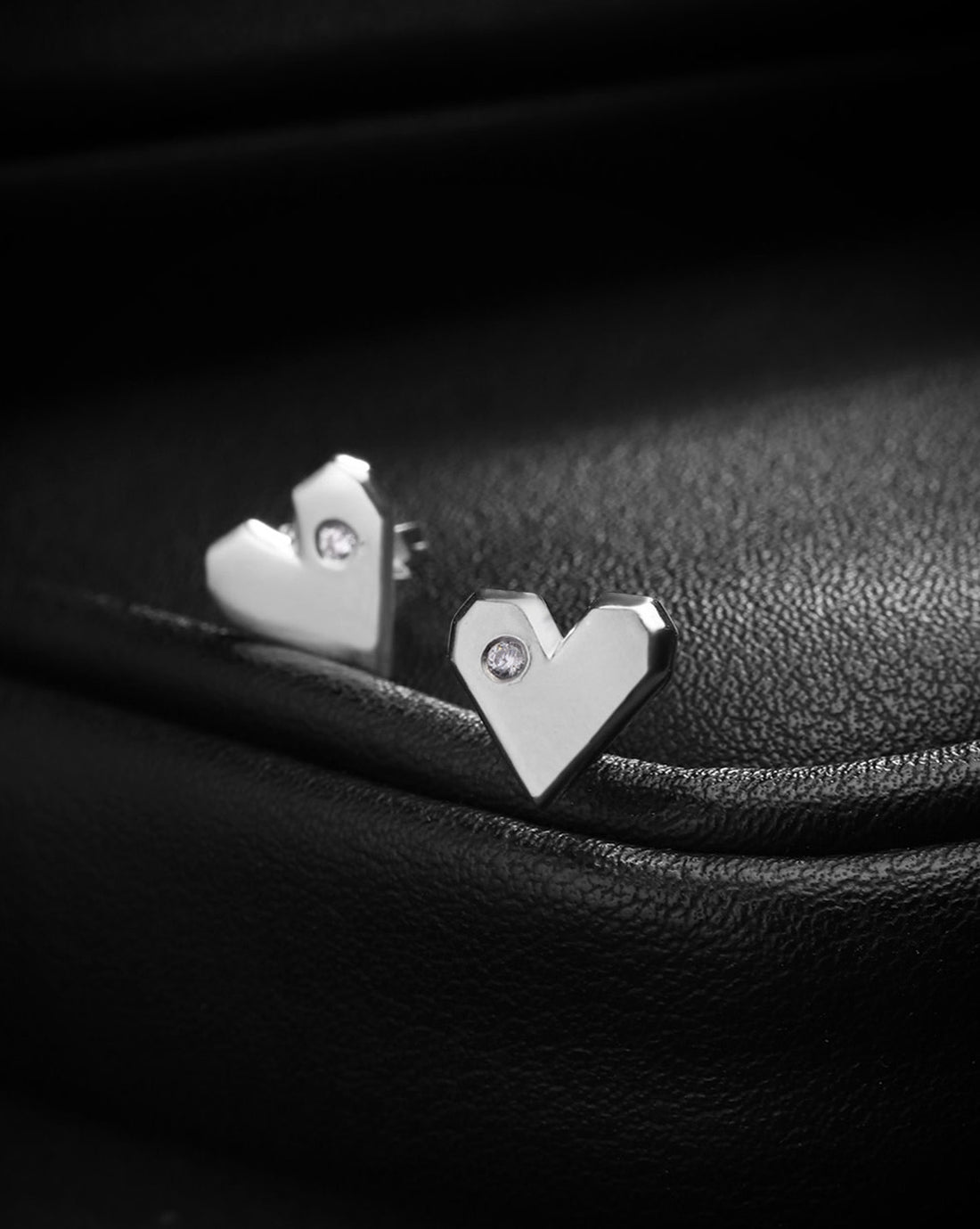 Carlton London Rhodium Plated Solid Heart Cz Stud Earring For Women