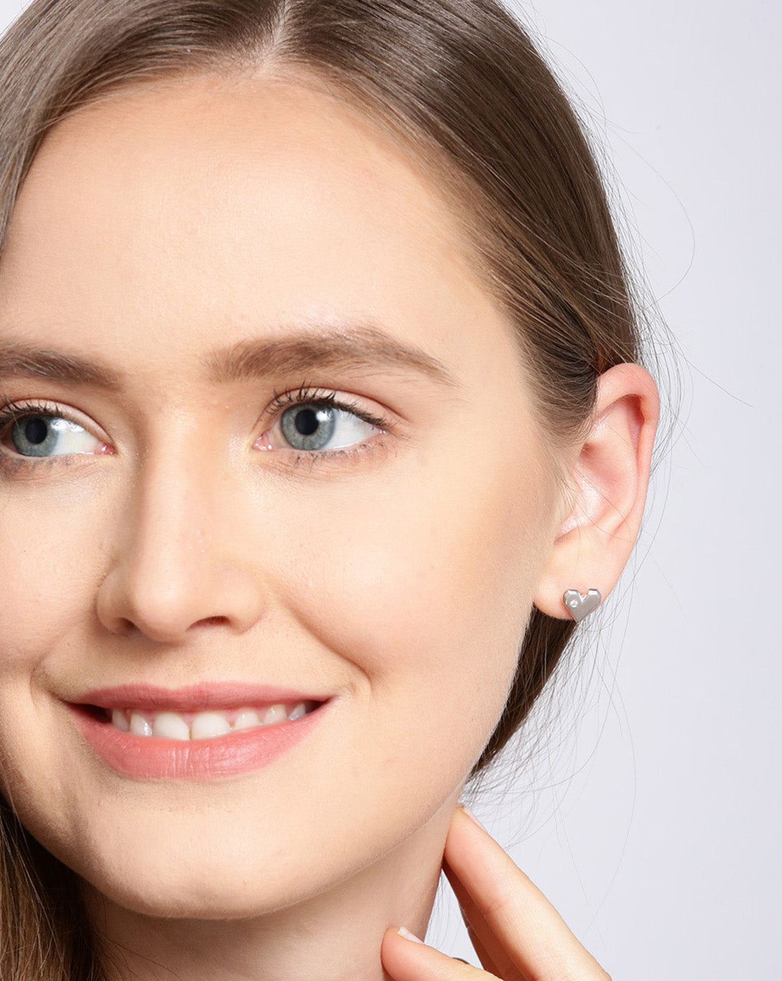 Carlton London Rhodium Plated Solid Heart Cz Stud Earring For Women