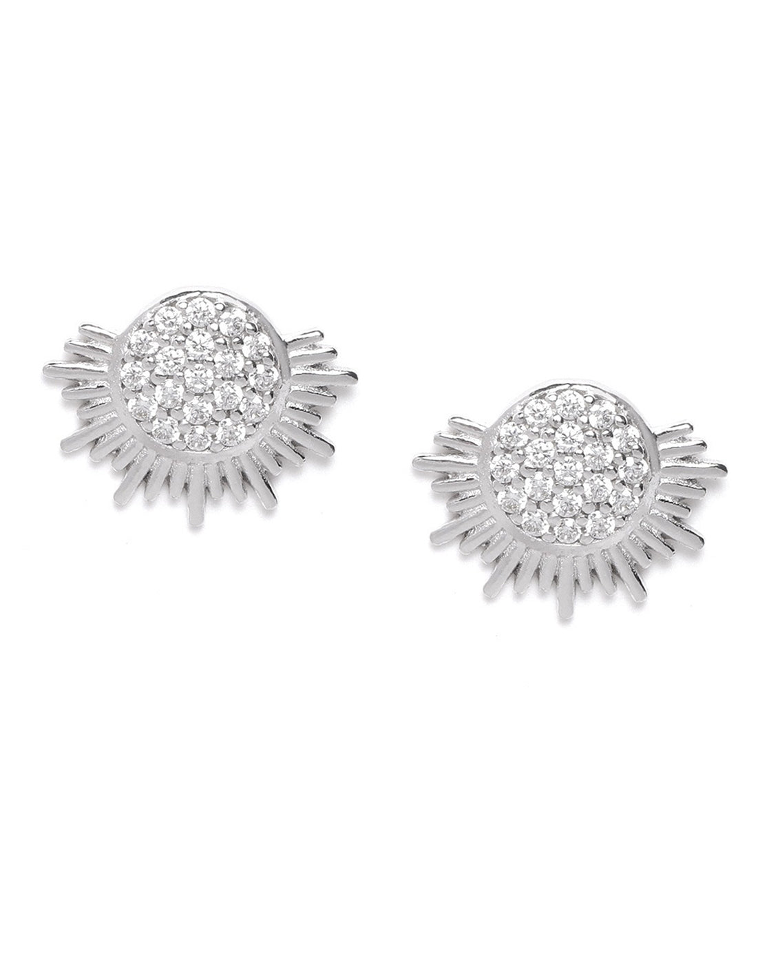 Carlton London Rhodium Plated Cz Spiked Stud Earring For Women