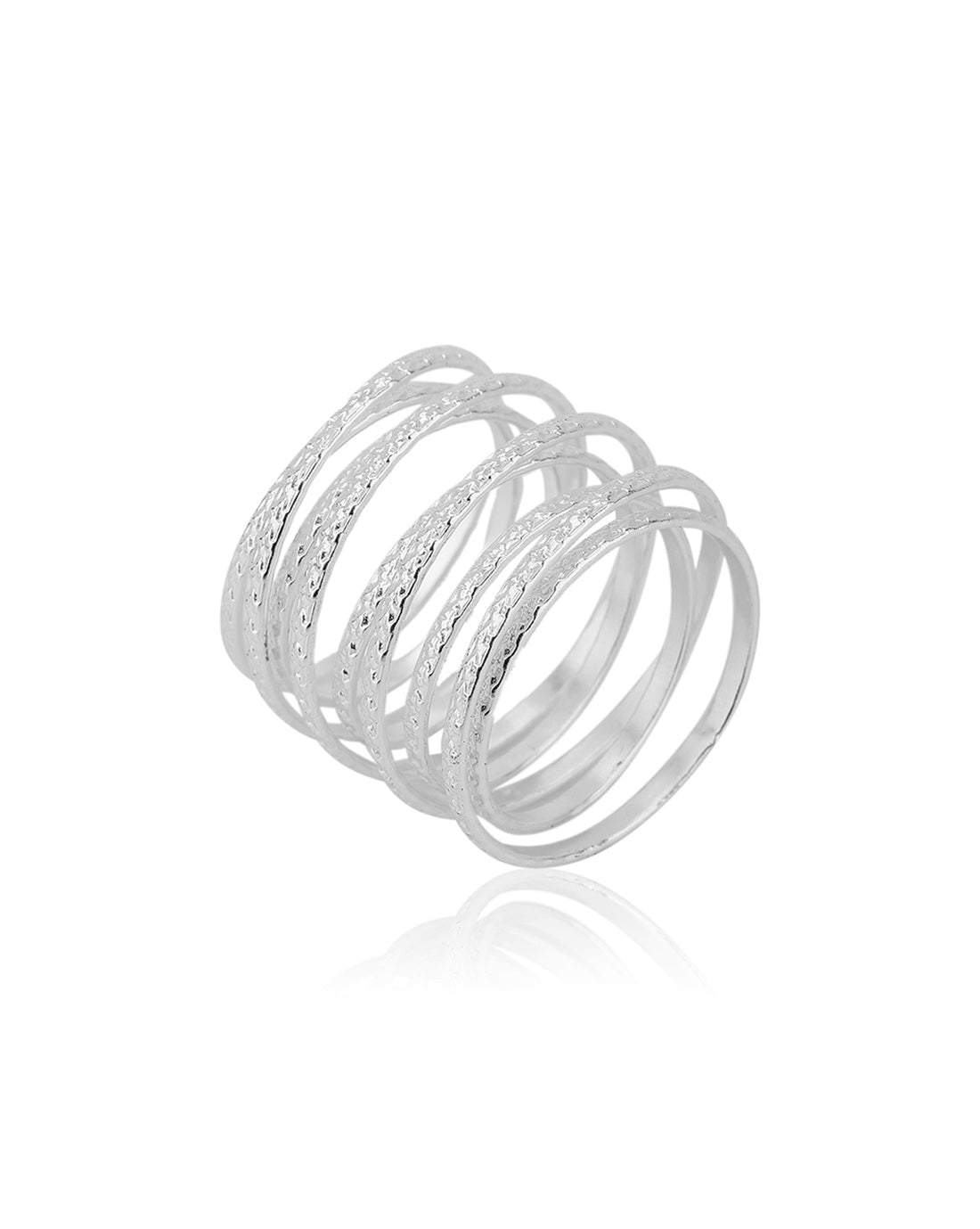 Carlton London Rhodium Plated Silver Toned Contemporary Finger Ring For Women