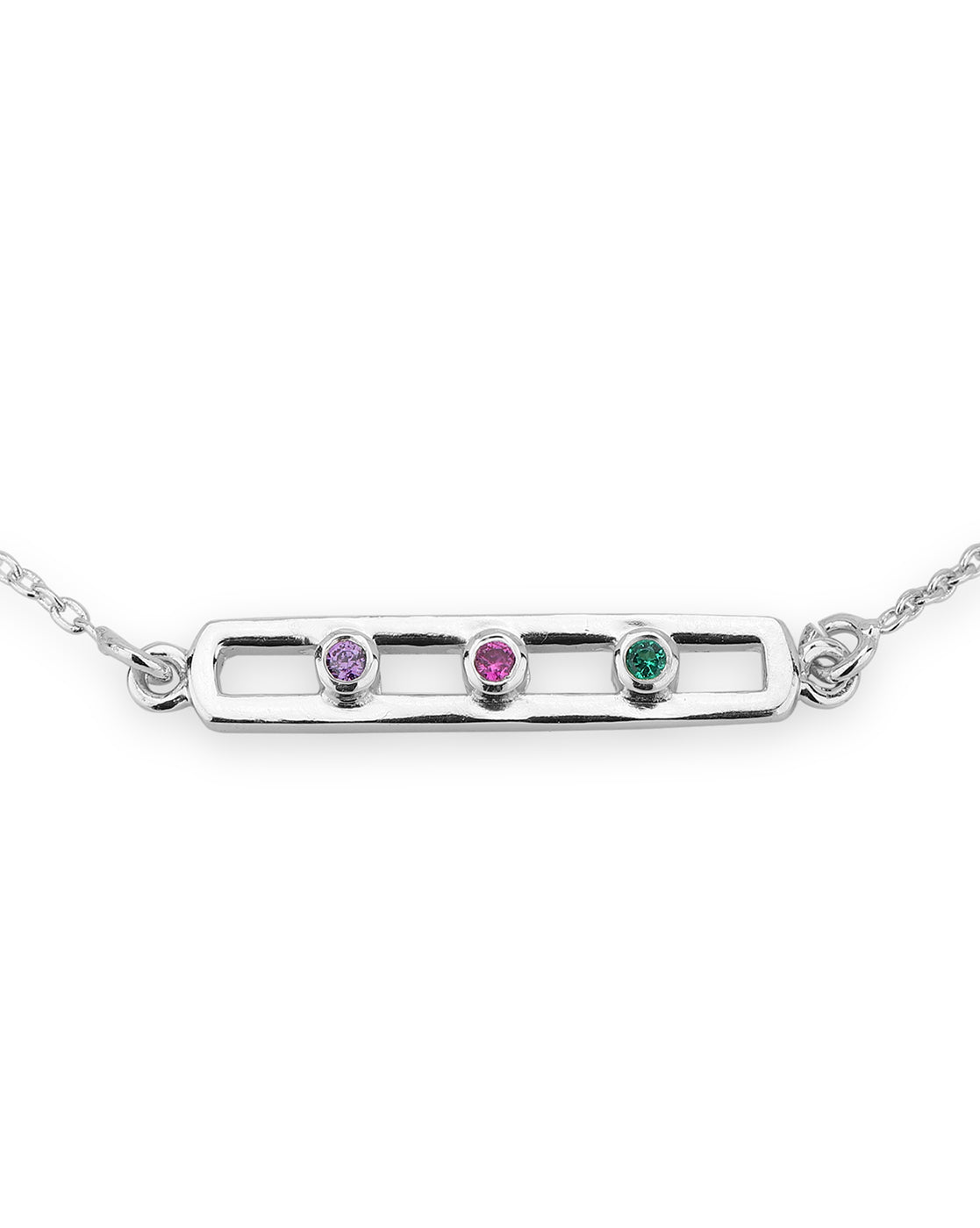 Carlton London Cz With Rhodium Plated Link Bracelet For Women