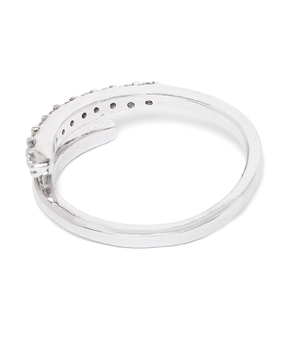 Carlton London Rhodium Plated Silver Toned Cz Studded Adjustable Finger Ring For Women