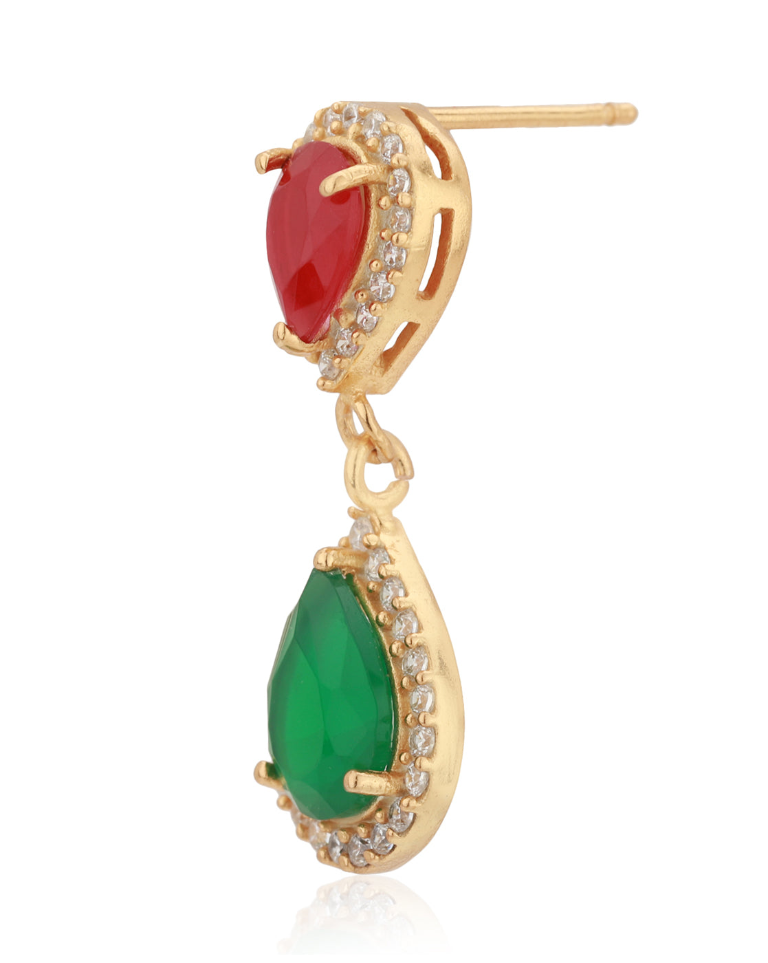 Carlton London Gold Plated With Stone Teardrop Drop Earring For Women