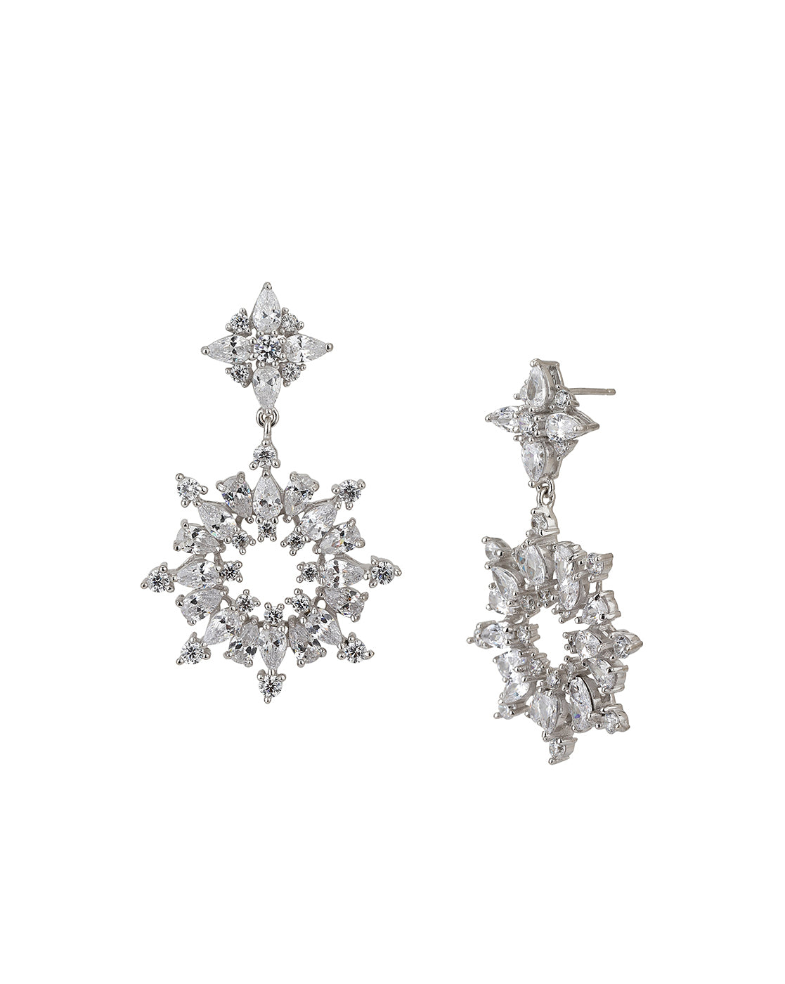 Carlton London Rhodium Plated Cz Drop Earring For Women