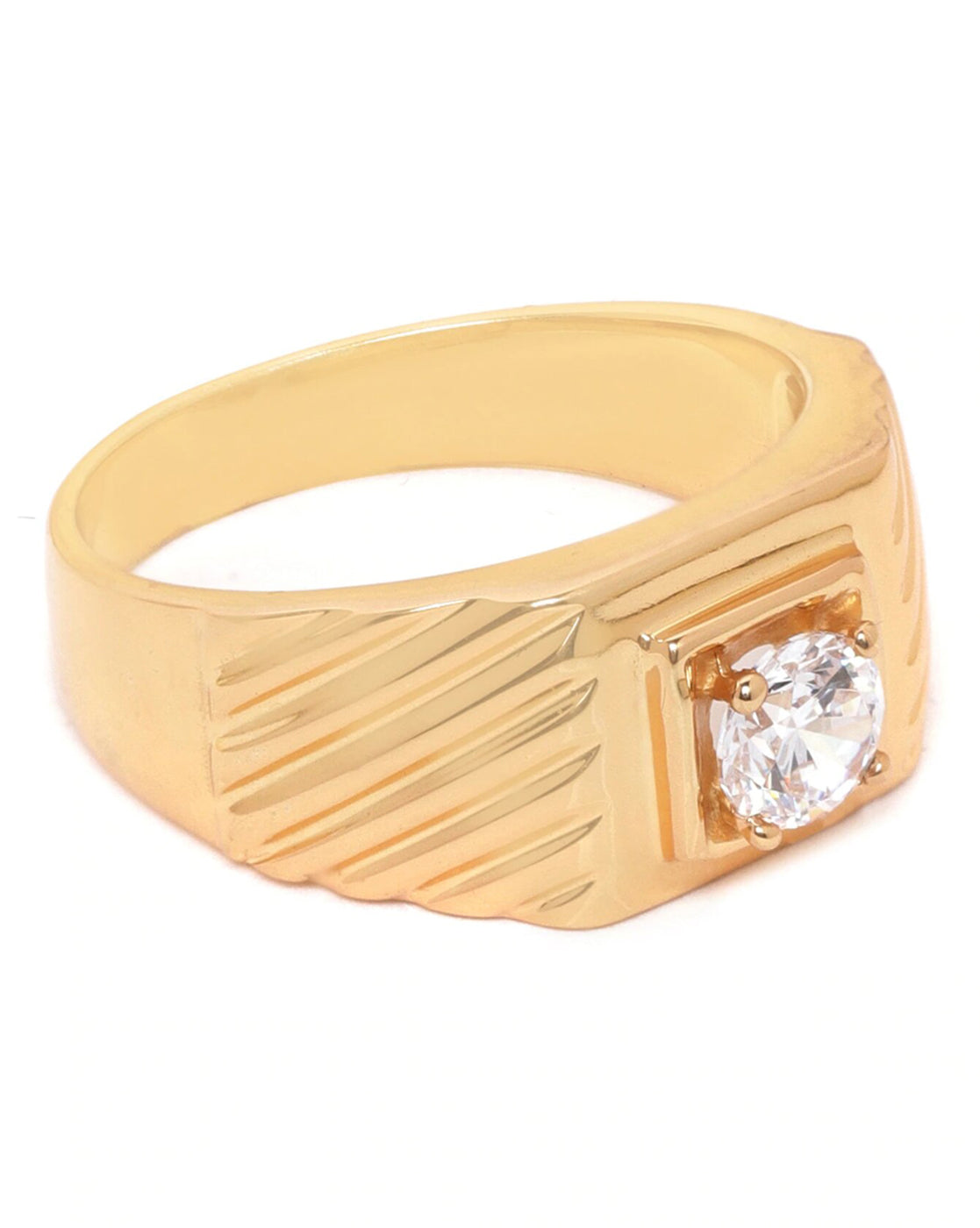 Carlton London Gold Plated Cz Stone Studded Finger Ring For Men