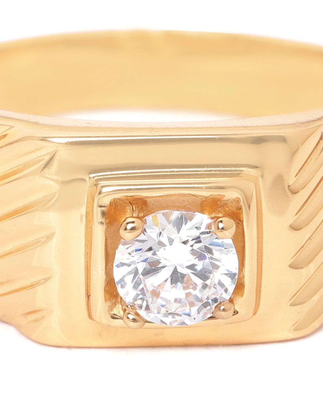 Carlton London Gold Plated Cz Stone Studded Finger Ring For Men