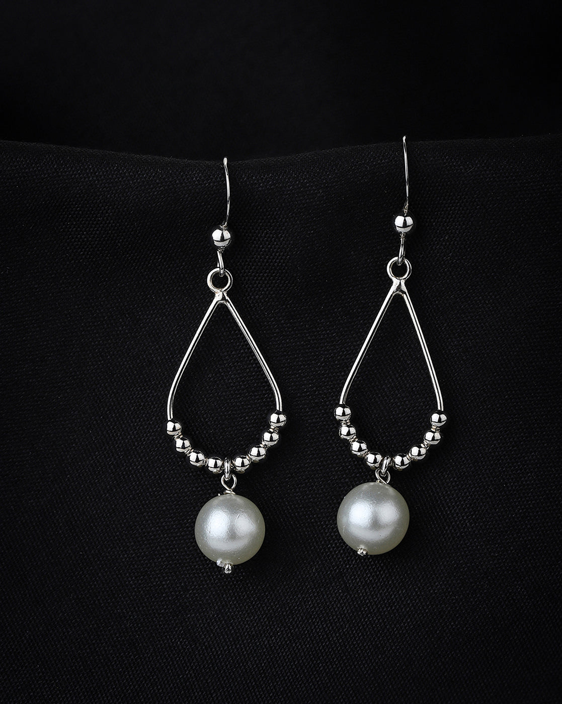 Carlton London Rhodium Plated Teardrop Drop Earring With Dangling Pearl For Women