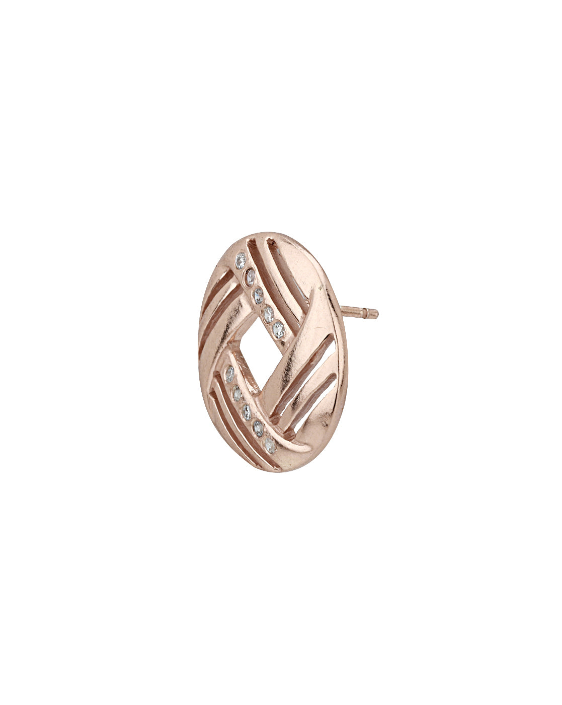 Carlton London Rose Gold Plated Cz Circular Stud Earring For Women