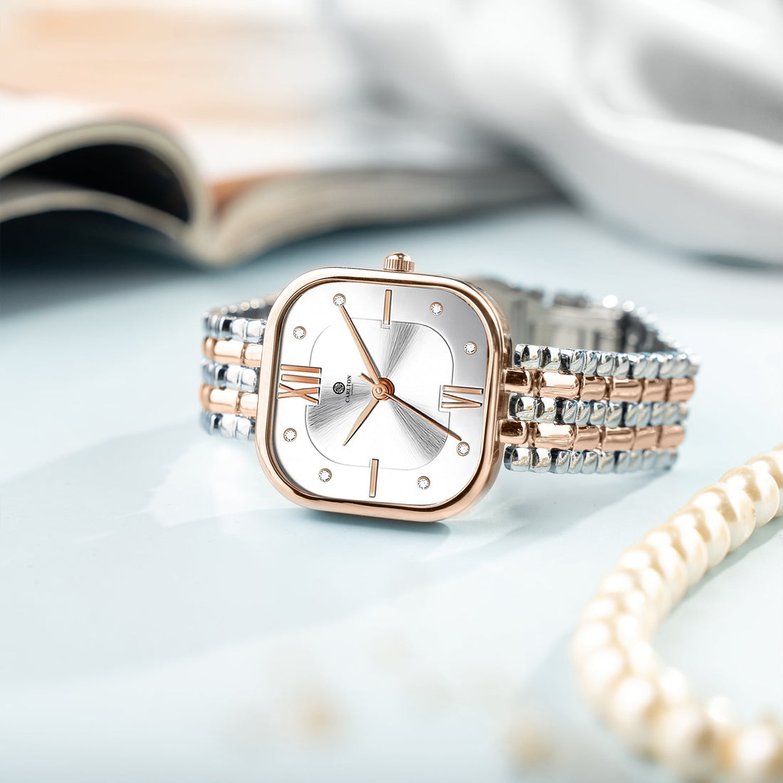 Chelsea Women White Dial Dual Tone Strap Stainless Steel Analog Watch - CHELWHT-A1