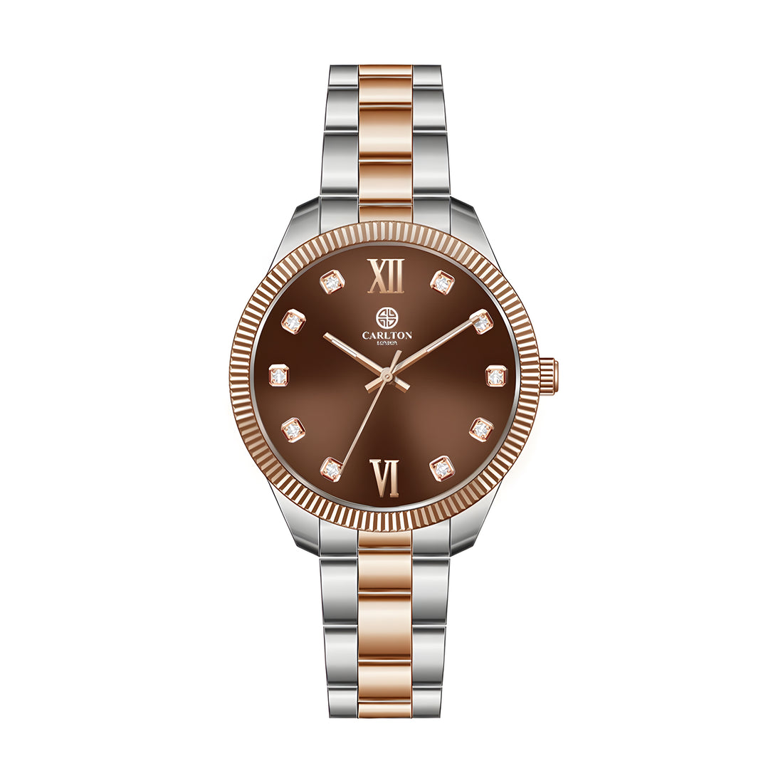 Carlton London Women Rose Gold/Brown Stainless Steel Harper Analog Watch - CLBRTBRN