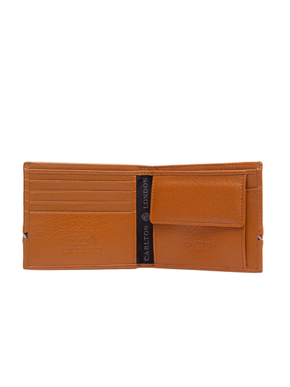 RFID Men Tan Two Fold Leather Wallet