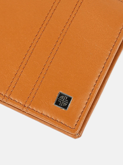Men Tan Soft Napa Leather Two Fold RFID Wallet