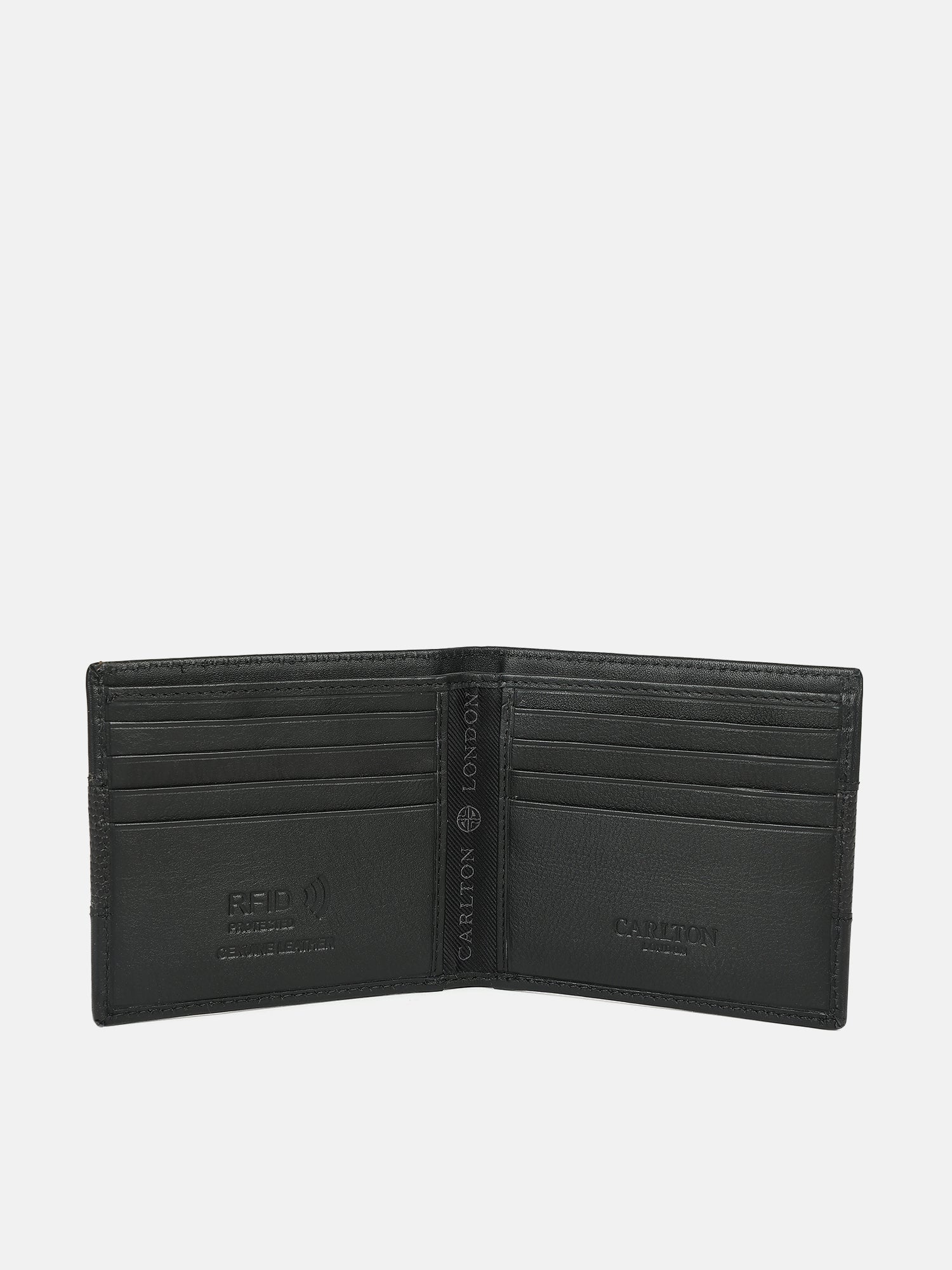 Men Black Soft Napa Leather Two Fold RFID Wallet