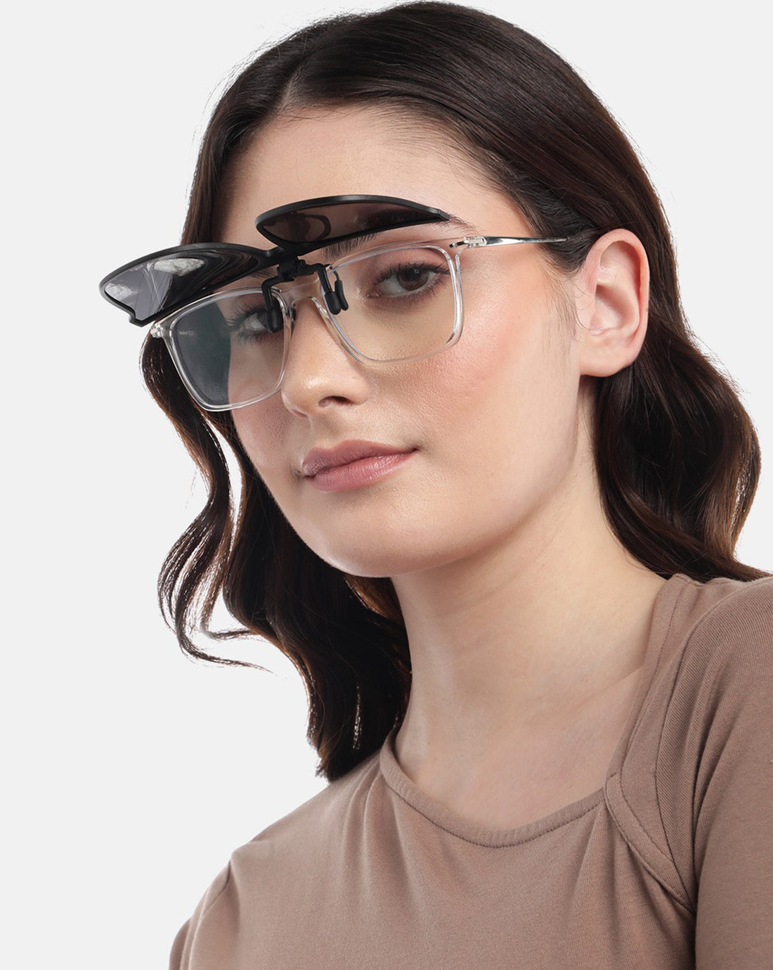 Black Toned Polarised Lens Cat Eye Sunglass Clip for women