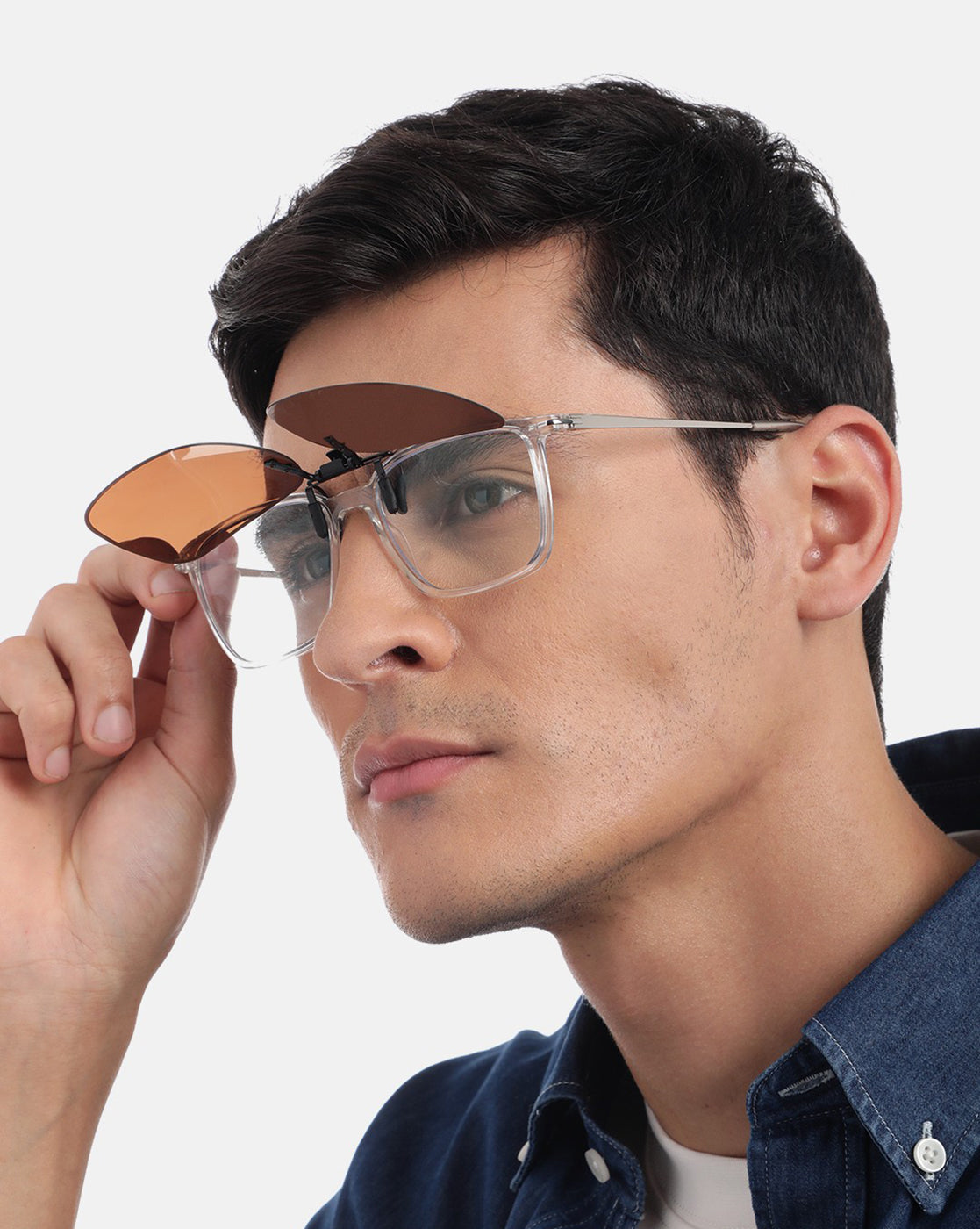 Brown & Grey Toned Polarised Lens Sunglass Clip for unisex