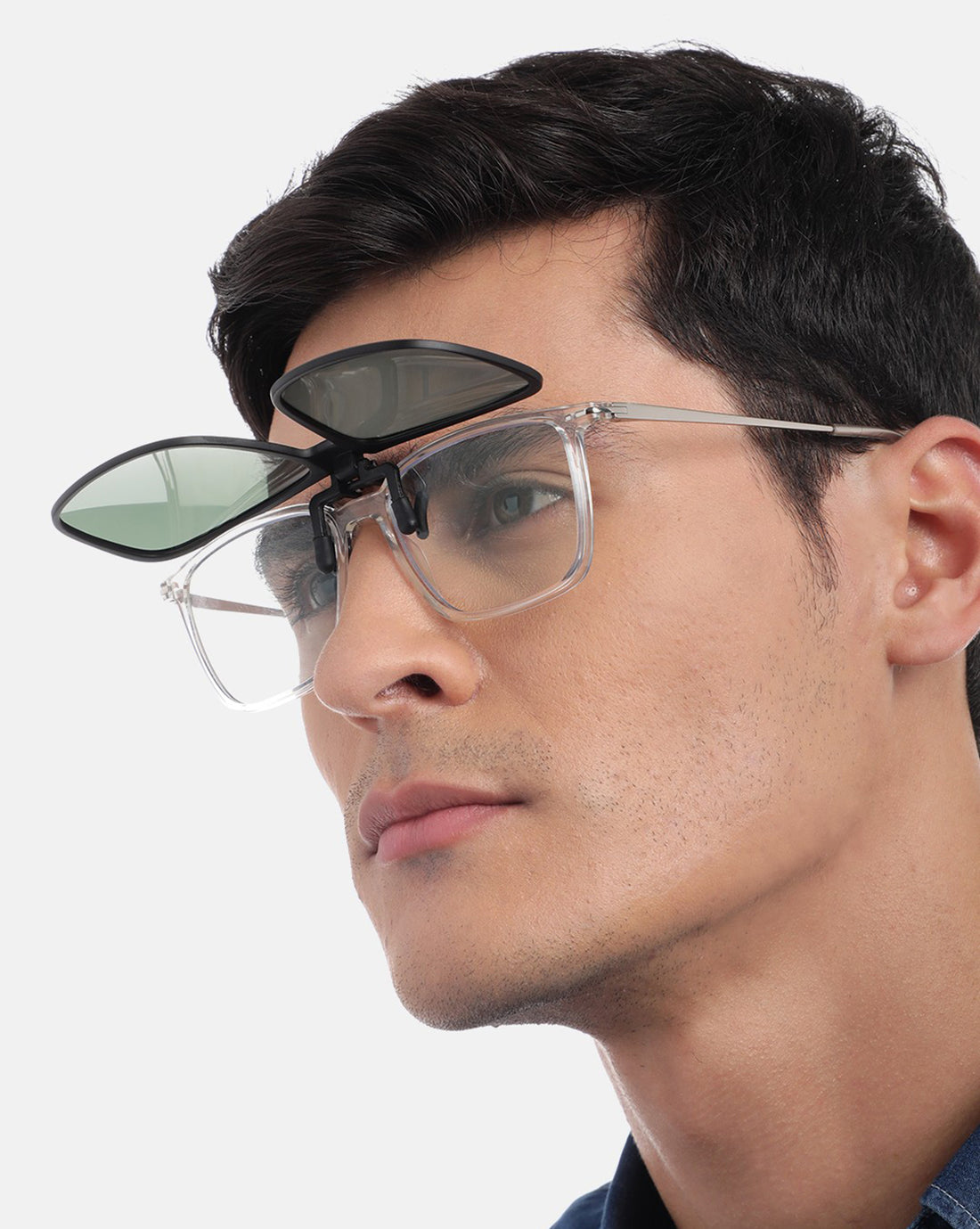 Black & Green Toned Polarised Lens Sunglass Clip for unisex