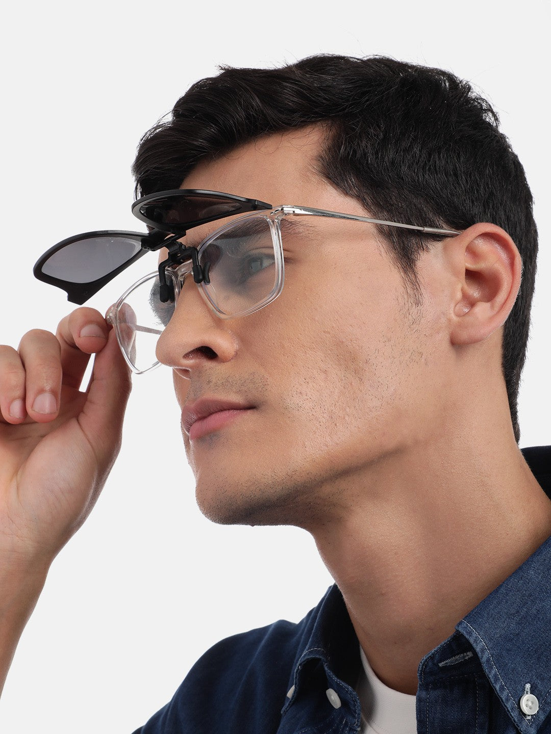 Black Toned Polarised Lens Sunglass Clip for unisex