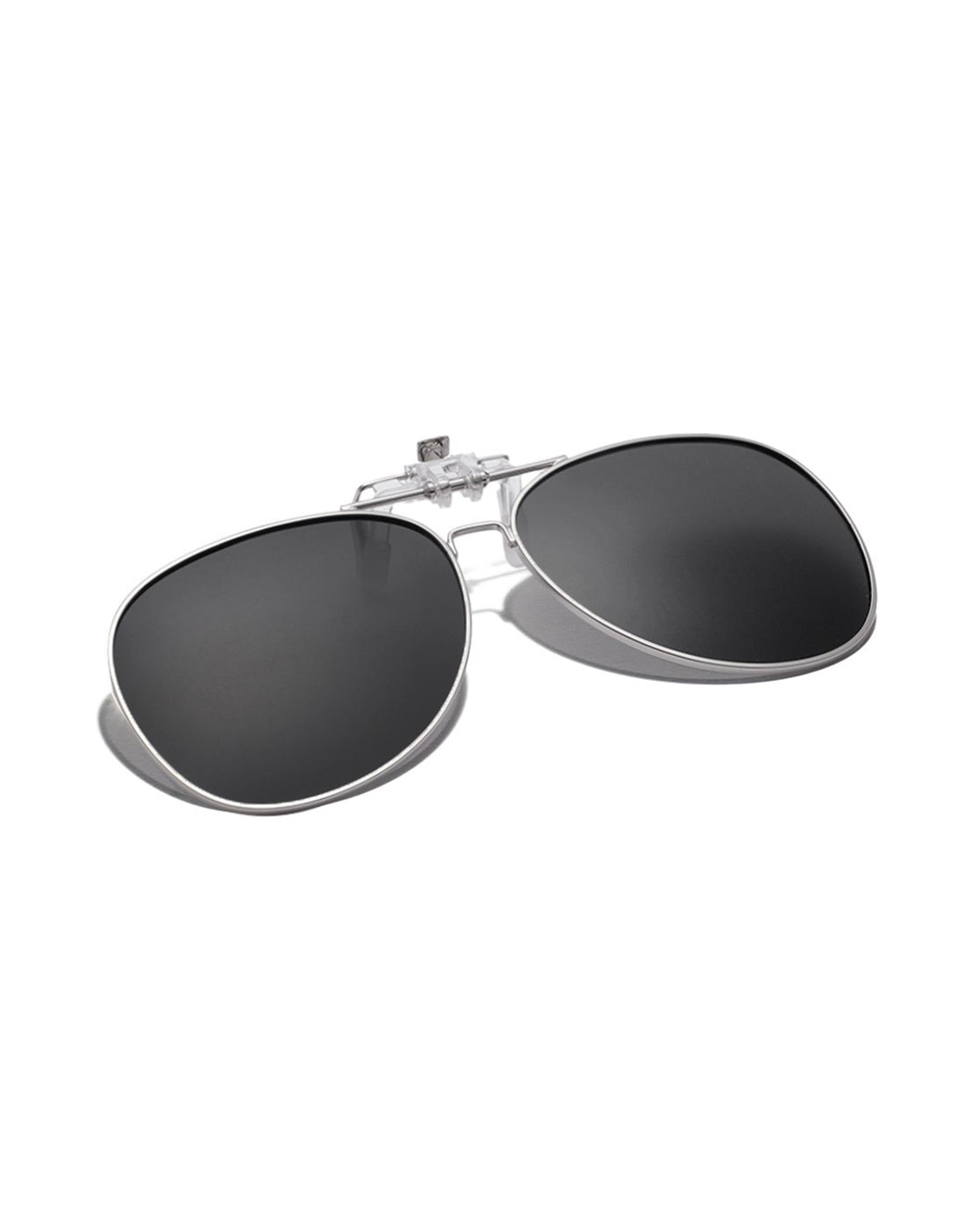 Black & Silver Toned Polarised Lens Aviator Sunglass Clip for unisex