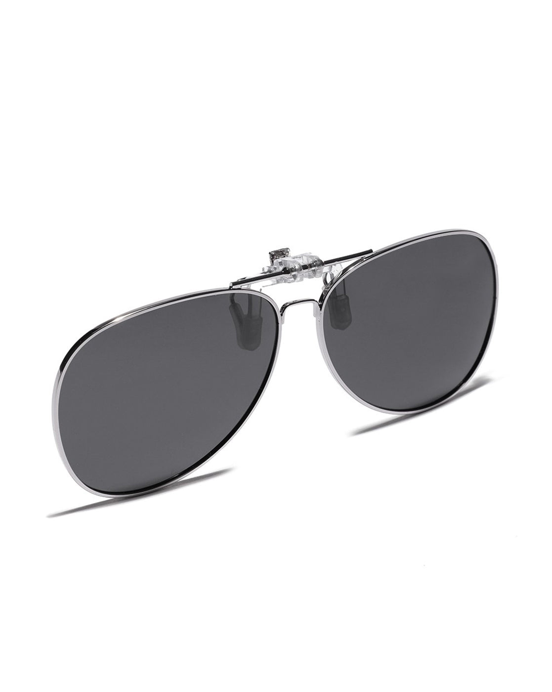 Black & Silver Toned Polarised Lens Aviator Sunglass Clip for unisex