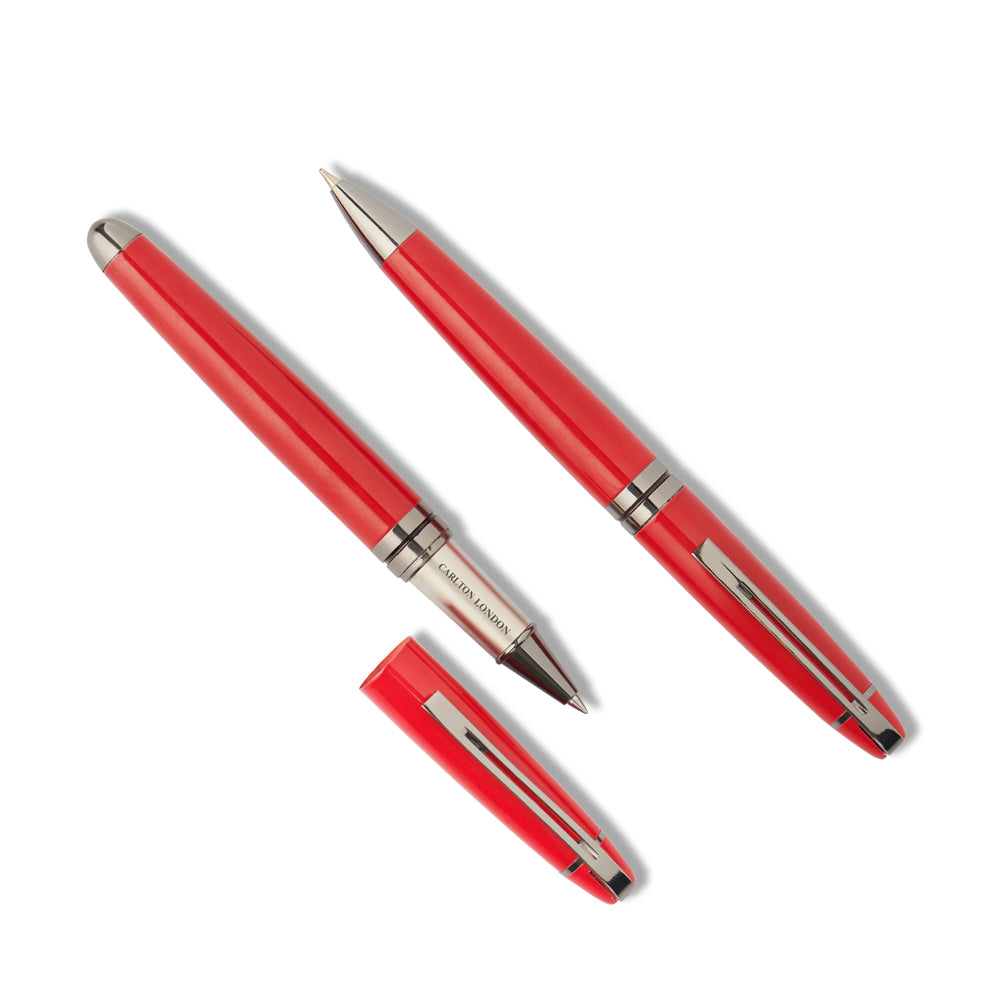 Carlton London Set Of 2 Red Twist And Roller Metal Pens