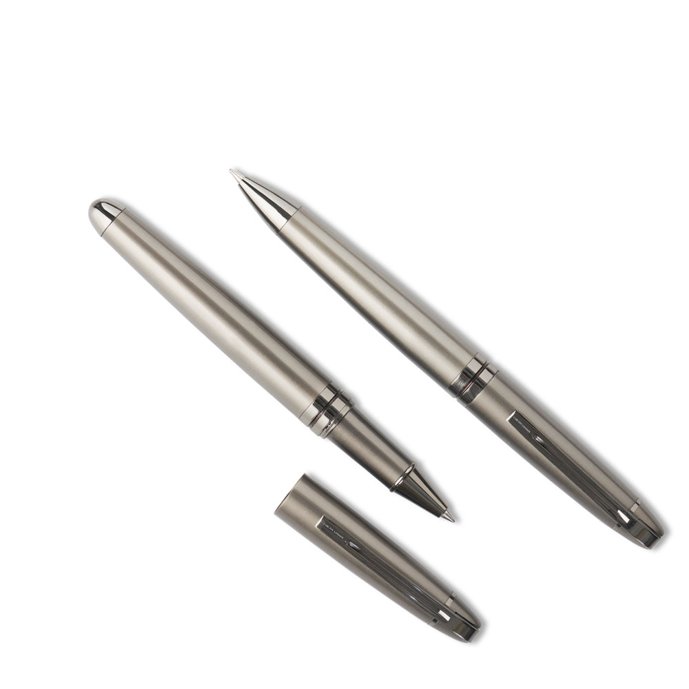 Carlton London Set Of 2 Gun Metal Grey Twist And Roller Metal Pens