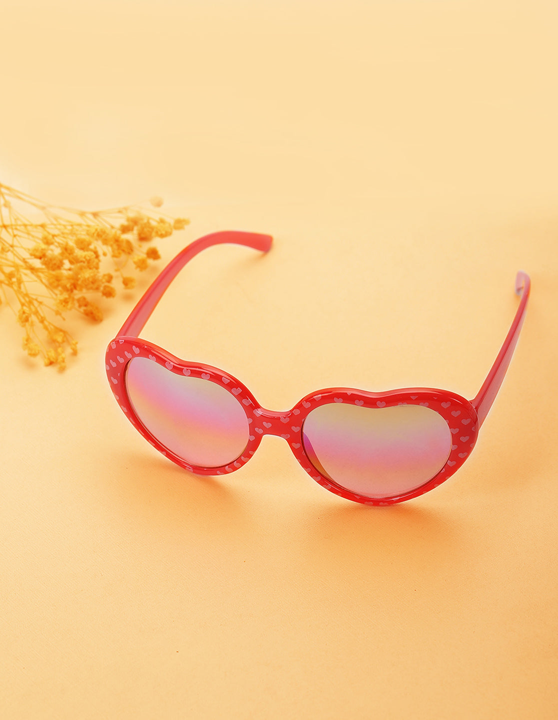 Carlton London Yellow & Red Heart Shape Sunglasses For Girl