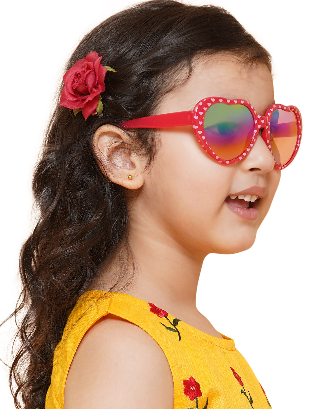 Carlton London Yellow & Red Heart Shape Sunglasses For Girl