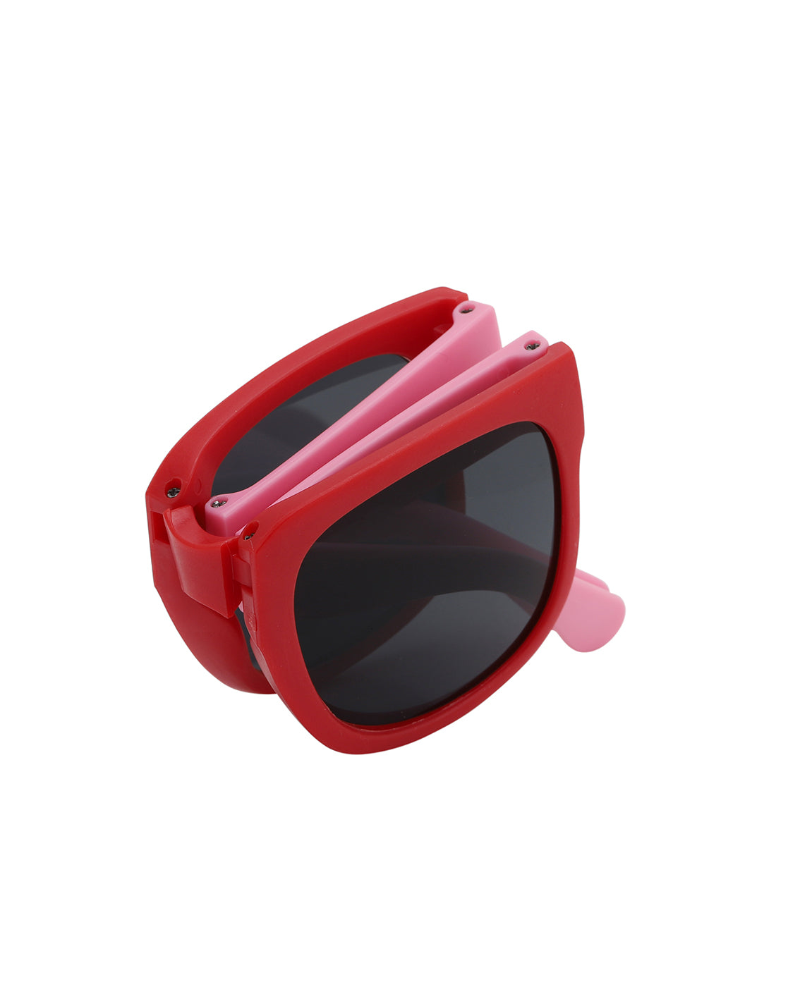 Girls Red and Pink Toned UV Protected Black Lens Foldover Sunglass