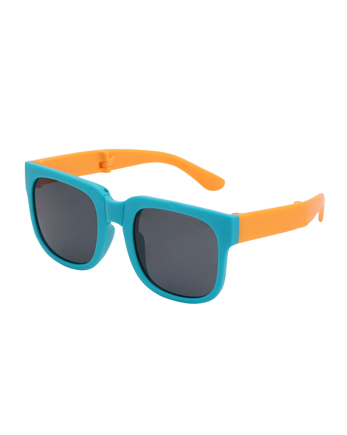 Girls Turquoise and Orange Toned UV Protected Black Lens Foldover Sunglass