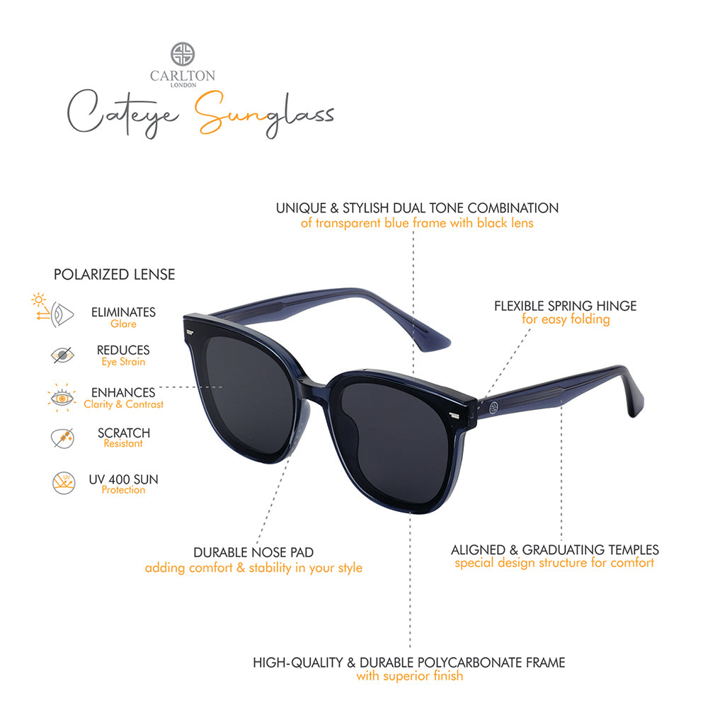 Carlton London Premium Blue Toned Polarised And Uv Protected Lens Cateye Sunglasses For Men