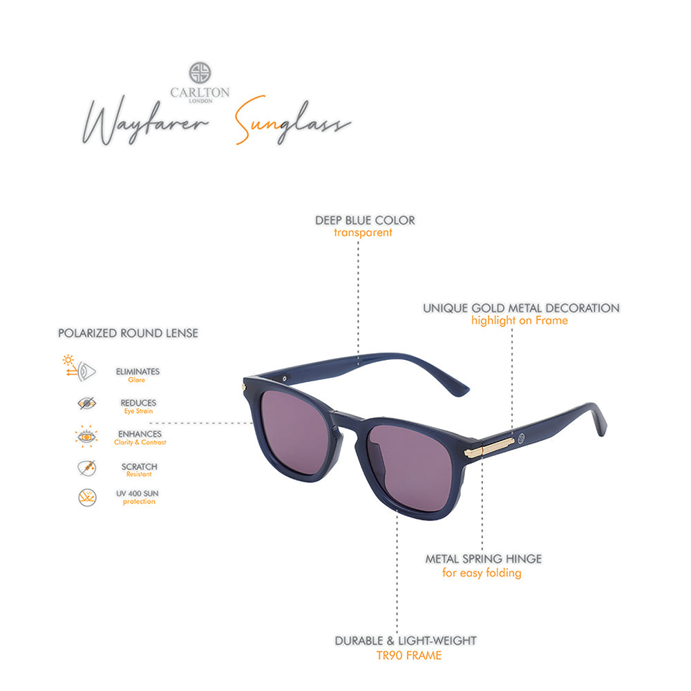 Carlton London Premium Blue Toned Polarised And Uv Protected Lens Wayfarer Sunglasses For Men