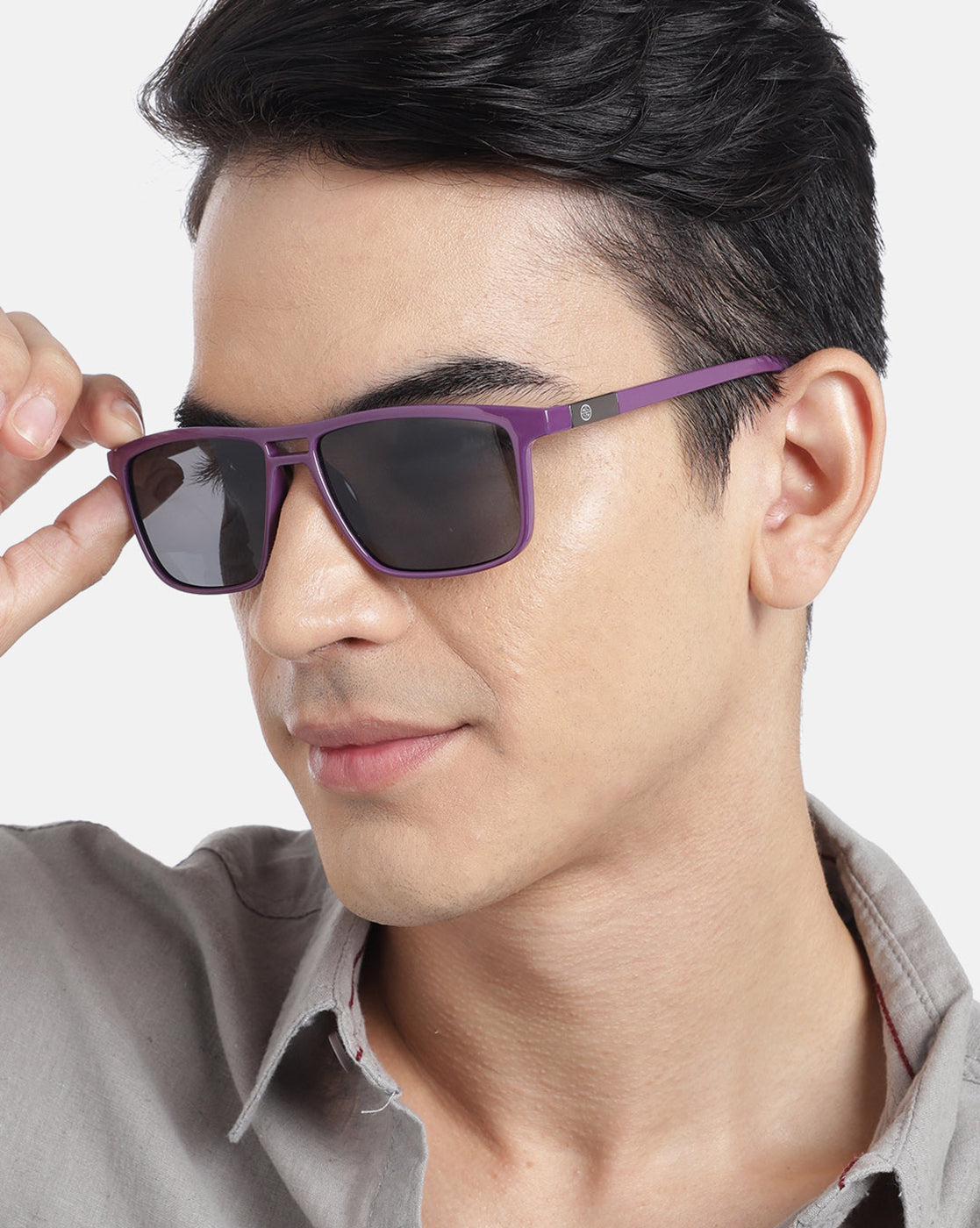 Purple Toned With Uv Protected Rectangle Sunglass For Unisex