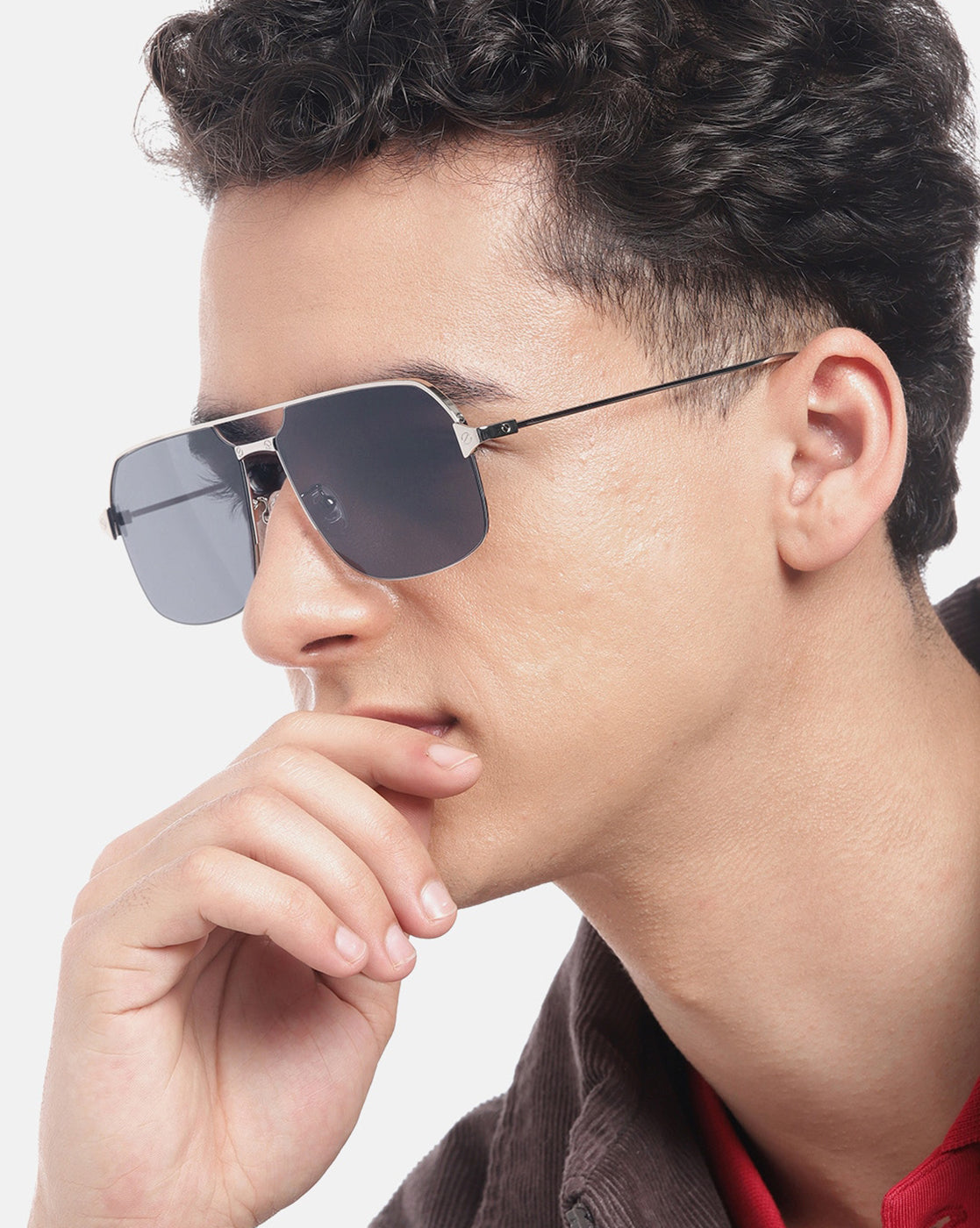 Premium Silver with Black Toned & UV Protected Lens Rectangle Sunglass for men
