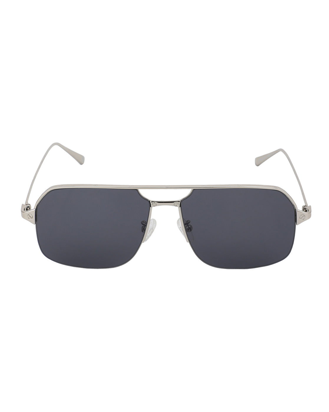 Premium Silver with Black Toned & UV Protected Lens Rectangle Sunglass for men