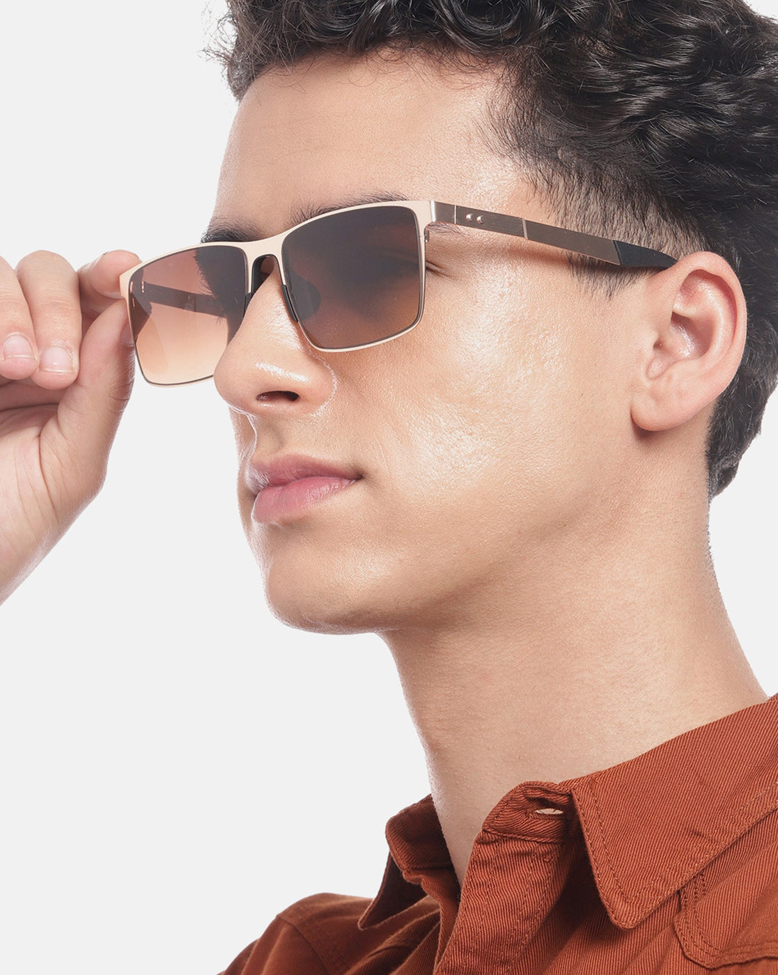 Premium Rose Gold with Brown & Polarised Lens Square Sunglass for Unisex