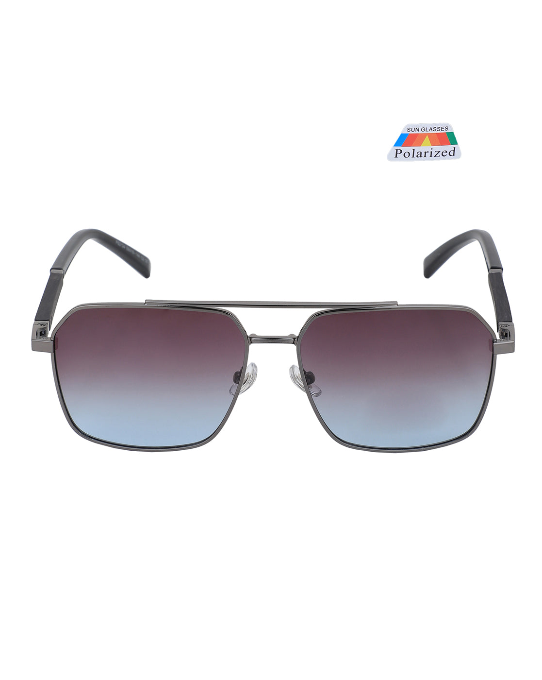 Premium Metallic with Black Toned & Polarised Lens Rectangle Sunglass for men