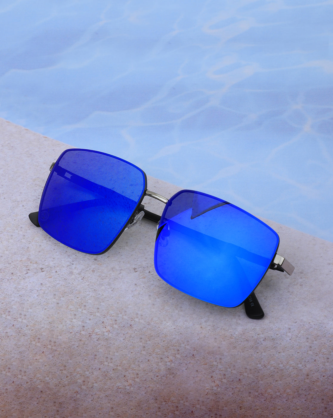Premium Black with Silver Toned & Polarised Lens Square Mirror Sunglass for men
