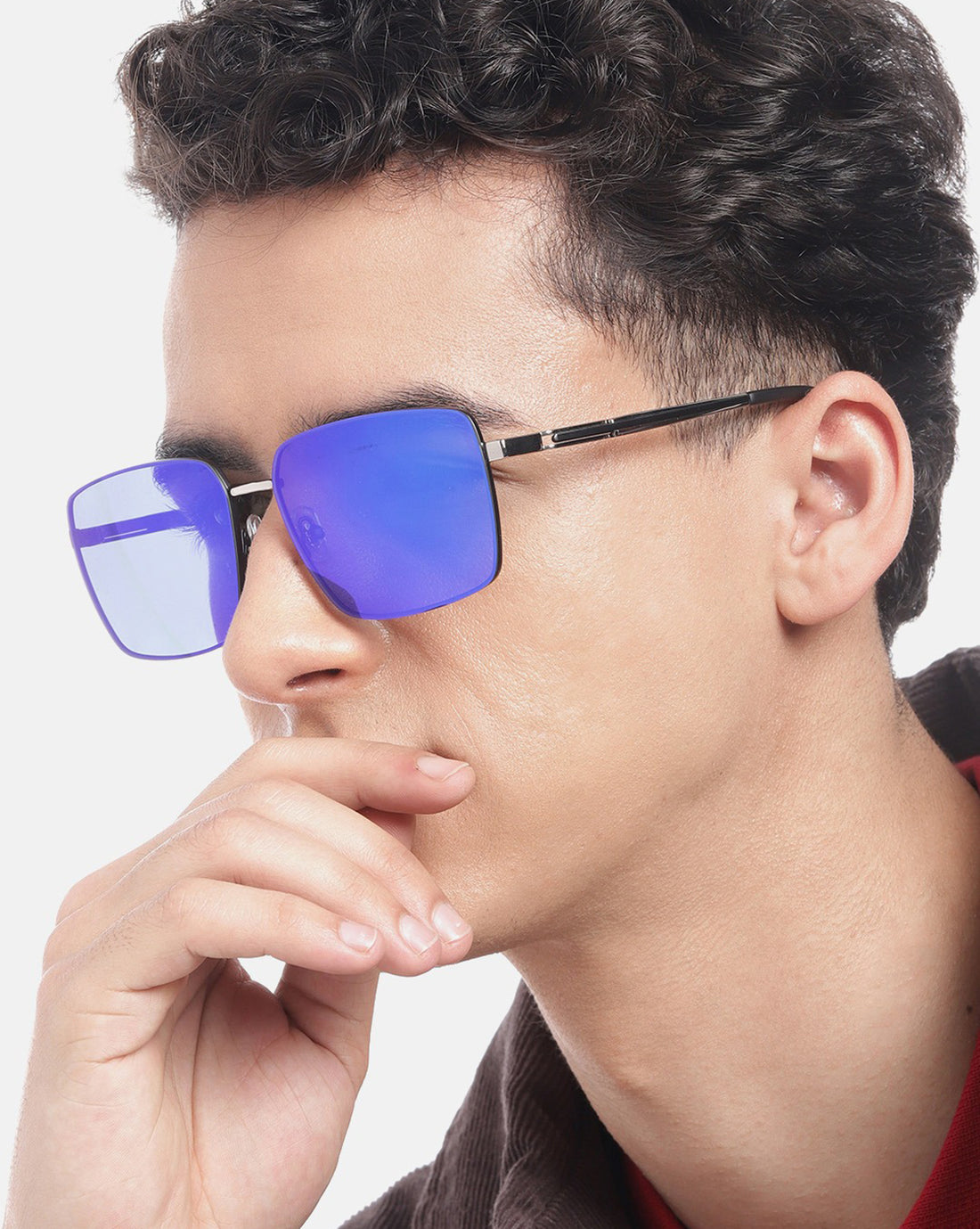 Premium Black with Silver Toned & Polarised Lens Square Mirror Sunglass for men