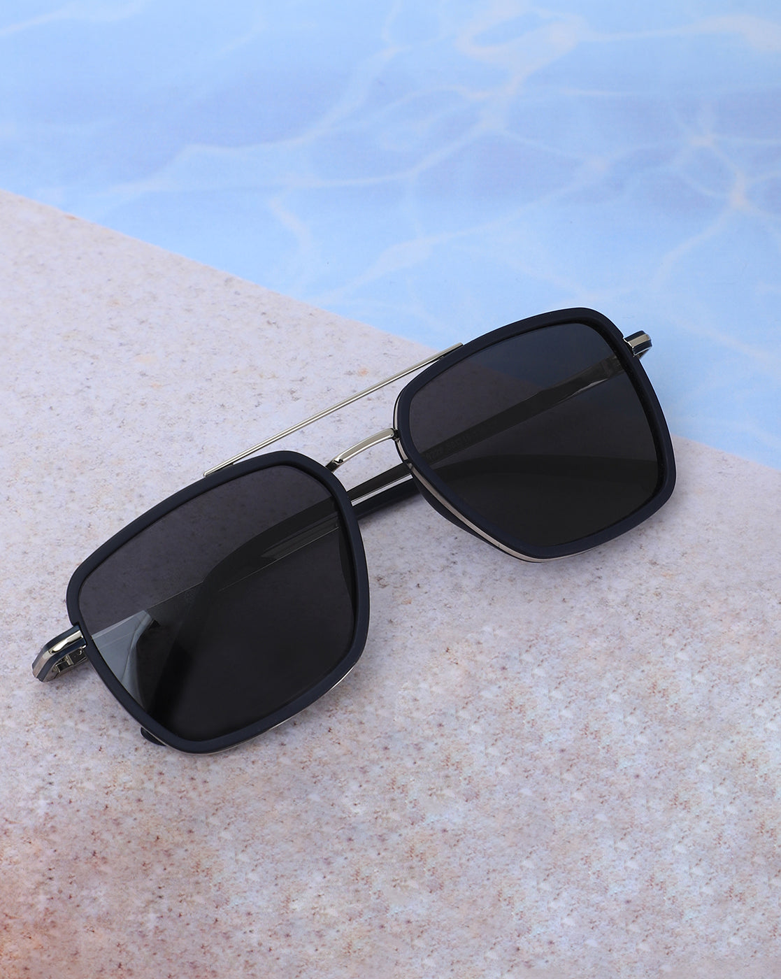 Premium Silver with Black Toned & Polarised Lens Square Sunglass for men