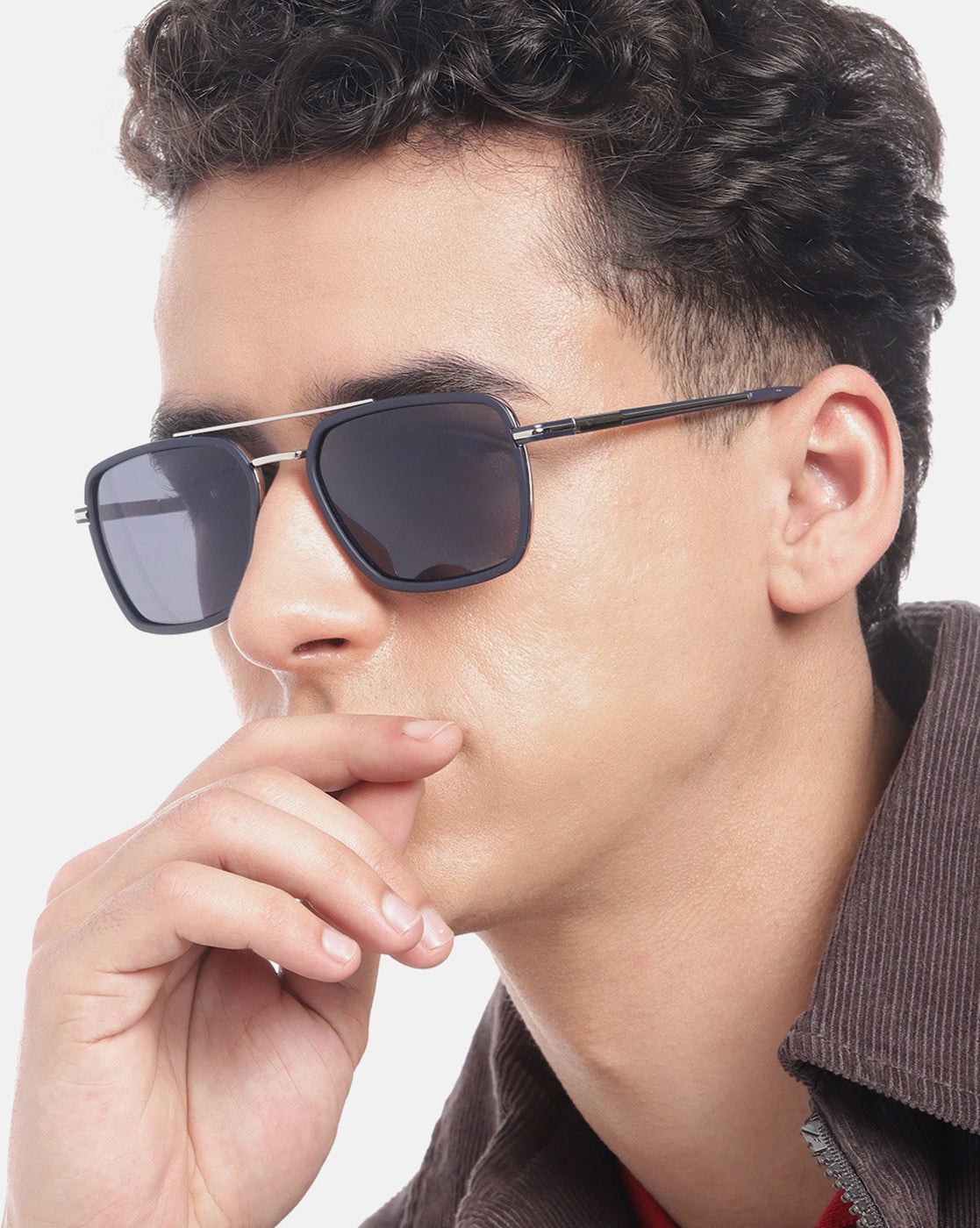 Premium Silver with Black Toned & Polarised Lens Square Sunglass for men