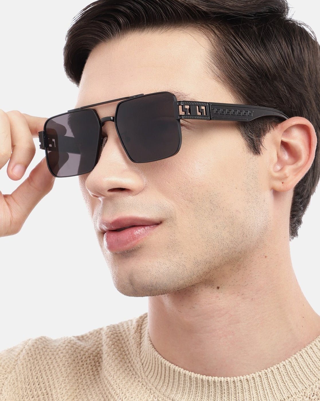 Black Toned with UV Protected Lens Rectangle Sunglass for men