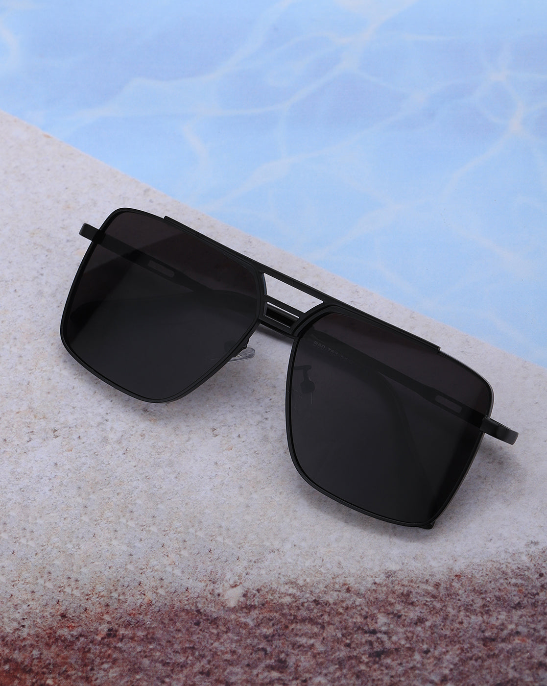 Black Toned UV Protected Lens Rectangel Sunglass for men